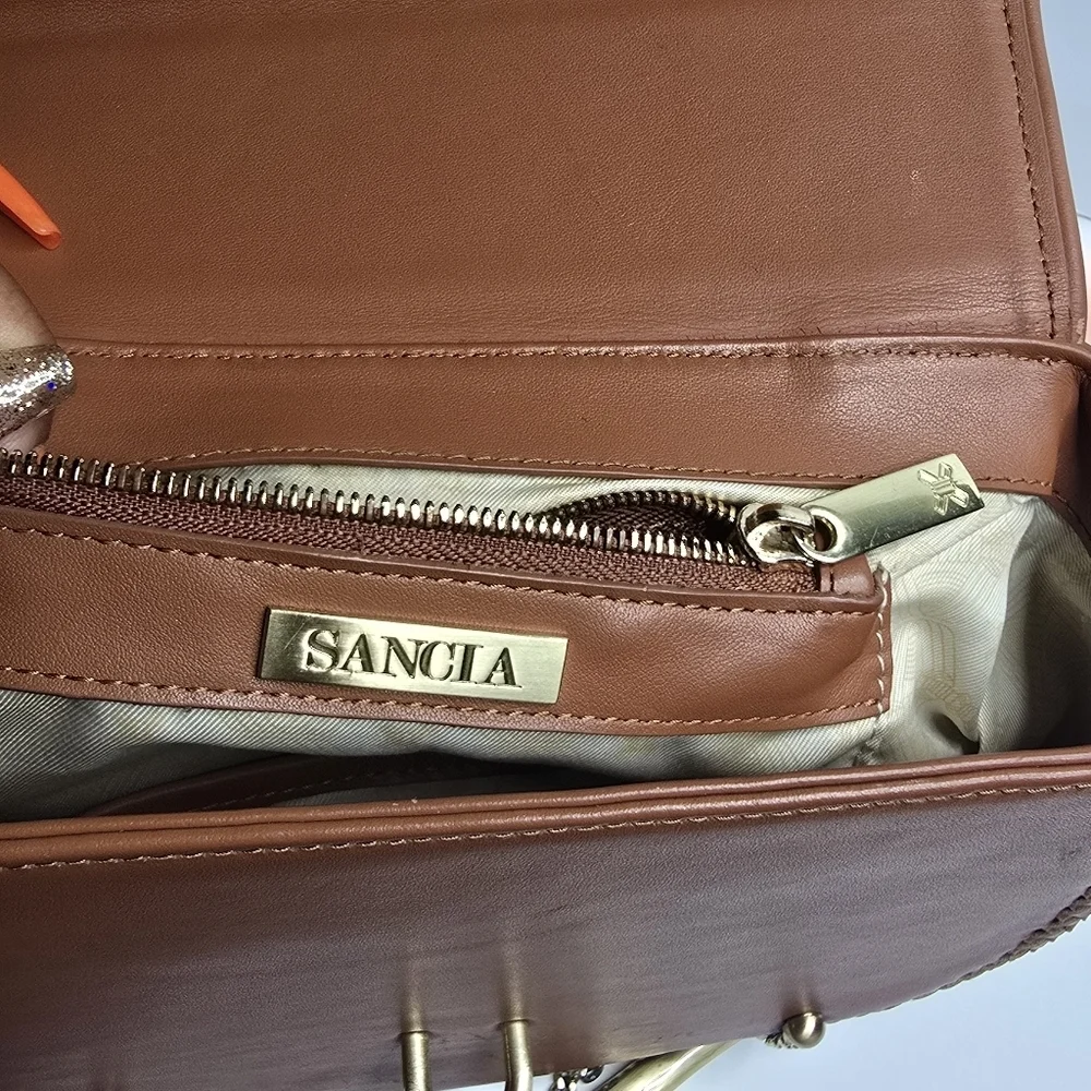 Babylon Bar Tooth Bag Sancia Cognac Brown Purse Crossbody